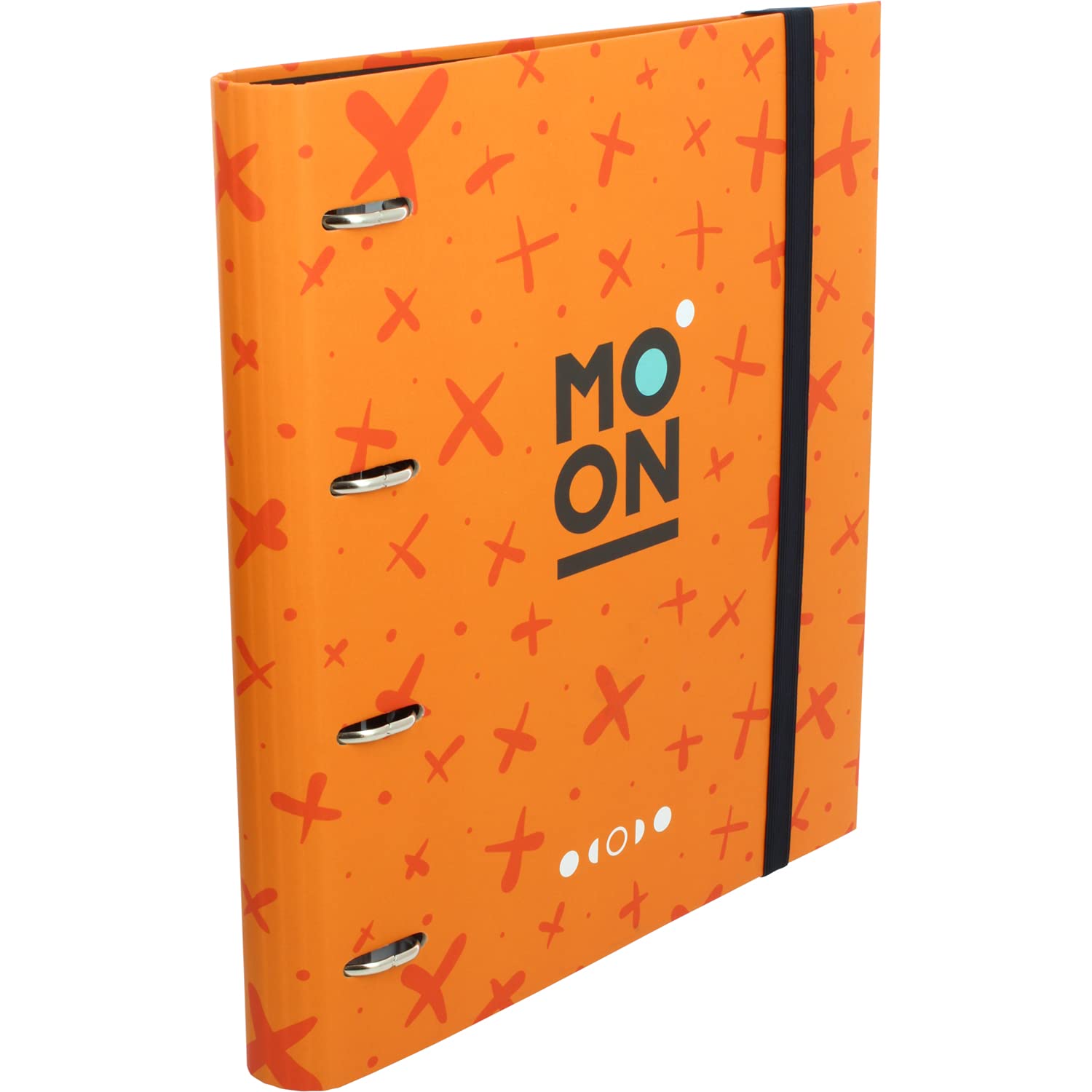 Grafoplás 88102452. 4 Die-Cut Ring Binder, A4, with Refill 100 Sheets, 5 x 5, Coloured Edge, Dividers, Carpebook Moon Collection Orange