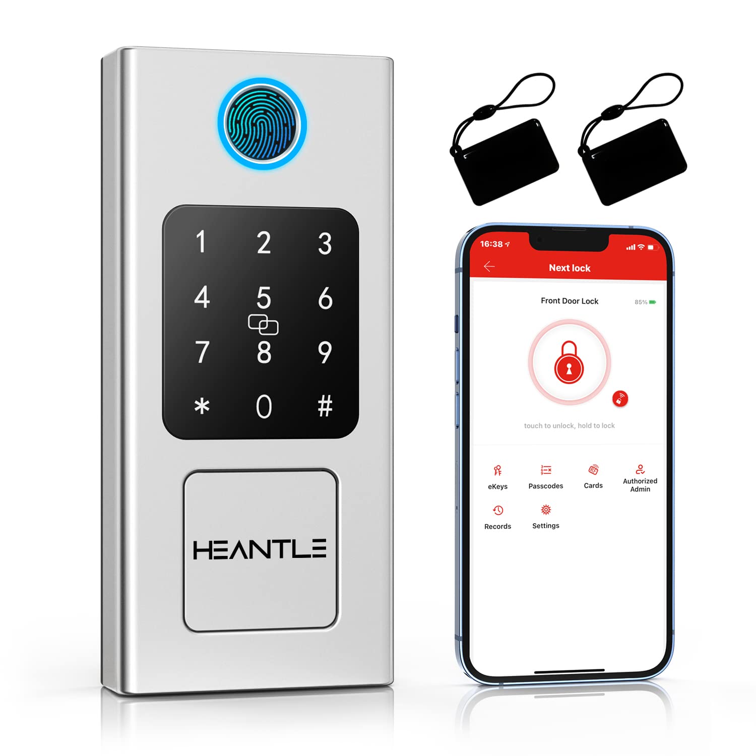 HEANTLE Fingerprint Smart Deadbolt, Bluetooth Keyless Entry Door Lock ...