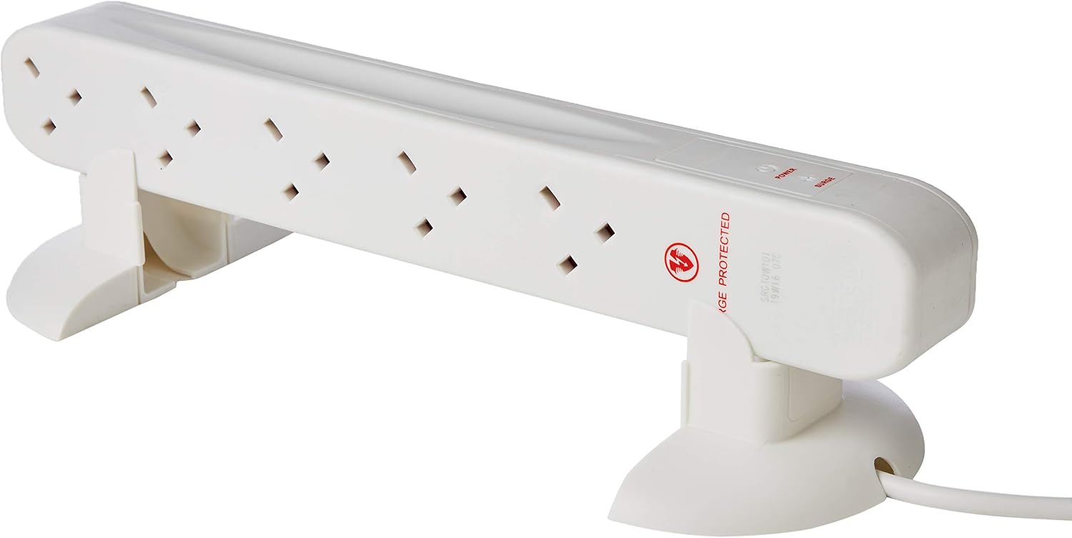 Masterplug Ten Socket Surge Protected Extension Tower, 1 Metre Cable, White - Image 3