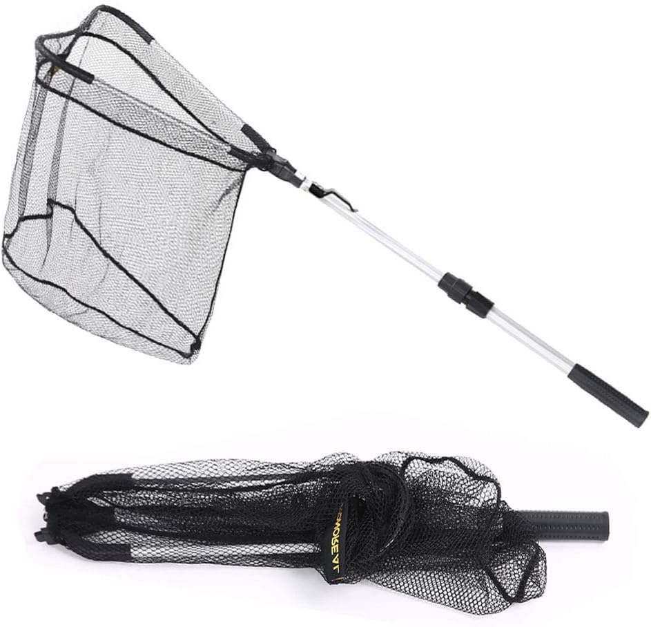 Amazon Steinppo 折りたたみ式釣り着陸ネット 伸縮式ポール付き フライランディングネット 淡水 安全な魚捕獲またはリリース用 バス トラウト 丈夫なナイロンメッシュ Steinppo 玉網 ランディングネット