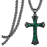 Sbzxbt Black Cross Necklace 925 Sterling Silver Malachite Cross Pendant Necklace Jewelry Gifts for Men Women
