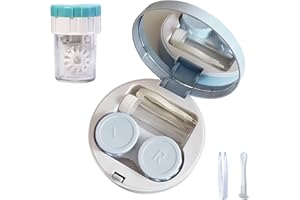 YKuzLx Contact Lens Case with Cleaner Washer,Contact Case with Mirror Tweezers Remover Tool Solution Bottle for Travel (Sky blue)