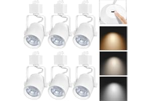 Arcfox White 9W 3CCT(3000K/4000K/5000K) LED Track Heads, 3 Wire H Type Dimmable Track Lighting Heads Fixtures, 24° CRI90 Flicker Free Ceiling Spotlight for Accent Art Task, ETL Listed - 6 Pack