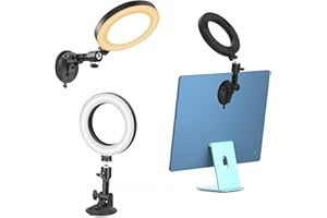 LenTok Ring Light with Suction Cup for Computer Monitor and Wall, Portable Halo Streaming Light for Zoom Video Conference, Content Creator Essentials Makeup Filming, Stick Any Smooth Surface