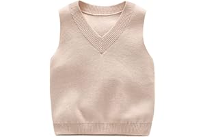 RUKOSU Baby Boys Girls V Neck Knitted Sleeveless Pullover Sweater Vest Toddler School Uniform Waistcoat Tops