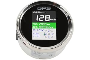 GPS Speedometer Boat Odometer,85mm GPS Speedometer Km/H Knot MPH DC9 ‑ 2V TFT Screen IP67 Waterproof Speed Gauge Universal fo