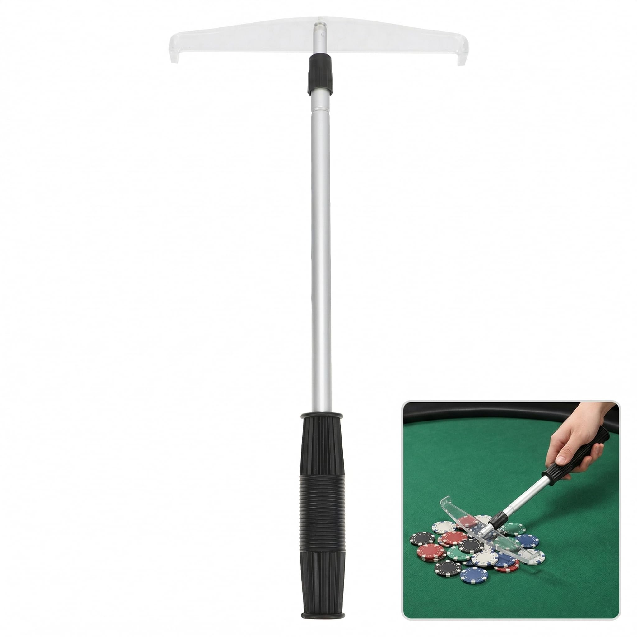 DOITOOL Poker Chip Rake ： Push Poker Roulette Chip Harrow Collector Telescopic Collecting Pole Game Collections Pusher
