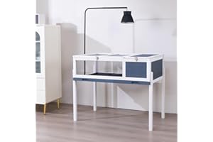 BIRASIL Wood Tortoise House, Indoor Turtle Habitat Reptile Cage, Tortoises Enclosure for Small Animals Lizards Hamster