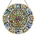 Victorian Style Stained Glass Panel: 23 Inch High Webbed Heart Decorative Window Hanging - Large Round Tiffany Style Blue, Green, Yellow & Red Framed Hangings - Ornament for the Wall or Windows
