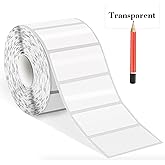 Transparent Thermal Labels Stickers, 2 x 1 Inch Clear Labels, Self-Adhesive Direct Thermal Stickers for Logo Design- Waterproof- 1100 Sheets/Roll