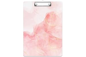 Rimilak Wood Clipboard, 8.5x11 Paper Letter Size, Cute Custom Pattern, Fun Design Hardcard Board for Classroom, Teachers, Kid, Woman, Back to School, Home & Office Supply, Modern Pink Marble