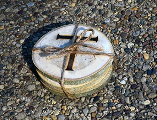 Custom branded wood slice coaster set - personalized with your initial