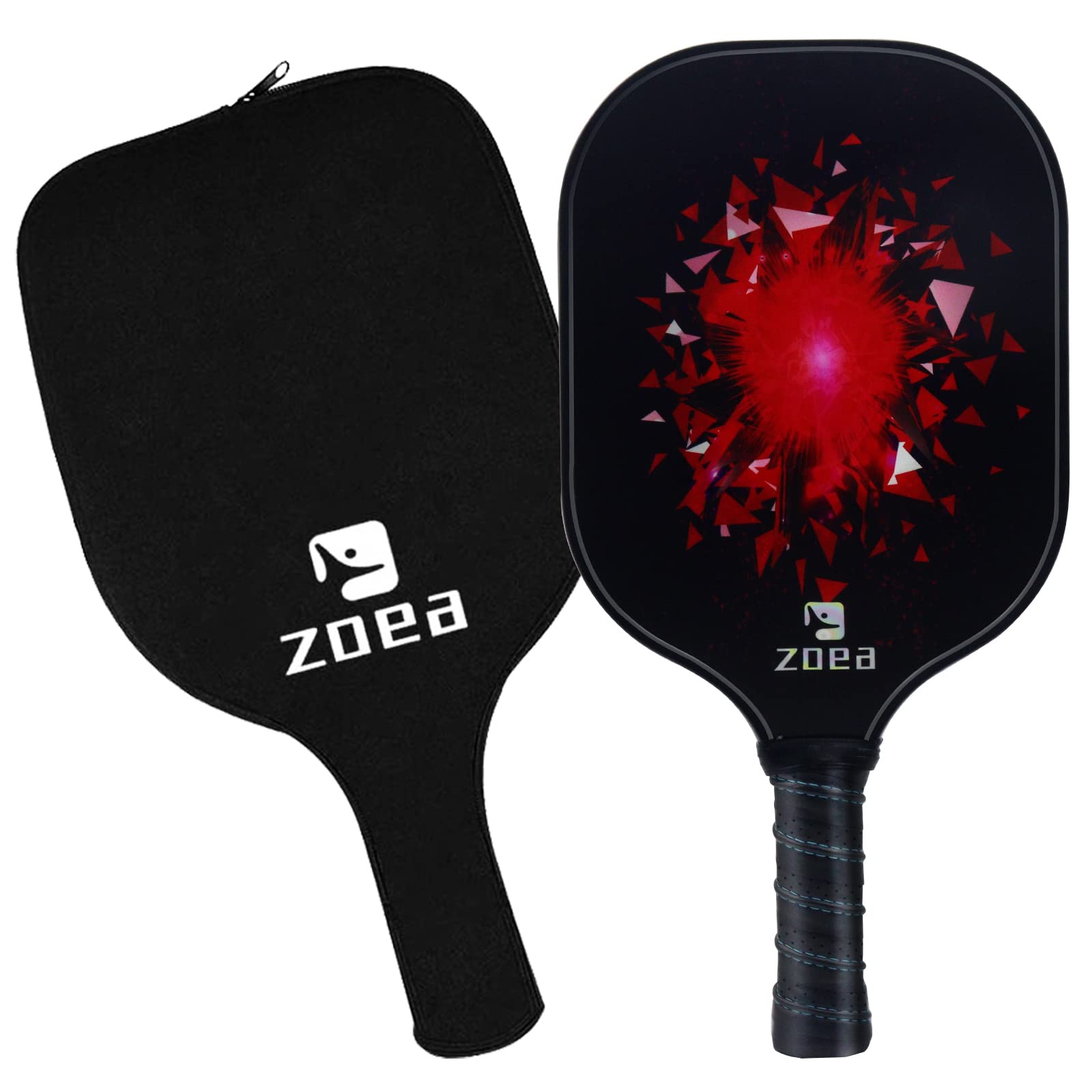 ZOEA Pickleball Paddle, Graphite Pickleball Racket with Carbon Fiber Surface and Polymer Honeycomb Composite Core for Outdoor and Indoor, Durable and Light Weight (Red)