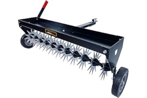 Brinly SAT-401BH-A Tow Behind Spike Aerator with Transport Wheels & Galvanized Steel 3D Tines