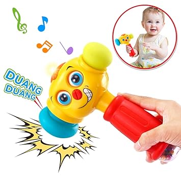 VATOS Baby Toys Light& Musical Baby Hammer Toy for 12 to 18 Months up | Infant Toys Funny Changeable Eyes Baby Hammer Toddler Toys for 1 Year Old + | 12 Months + Baby Toys