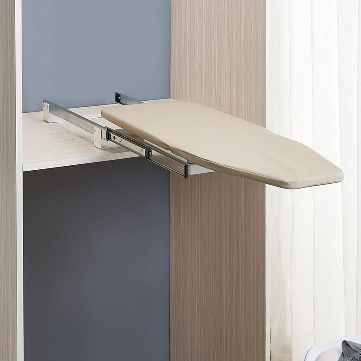 Tcatec Pull Out Folding Ironing Board 180° Rotation Wardrobe Ironing Board Space Saving Drawer Ironing Platform 82 x 31CM With Heat-resistant Sliding Pressing Platform Hidden