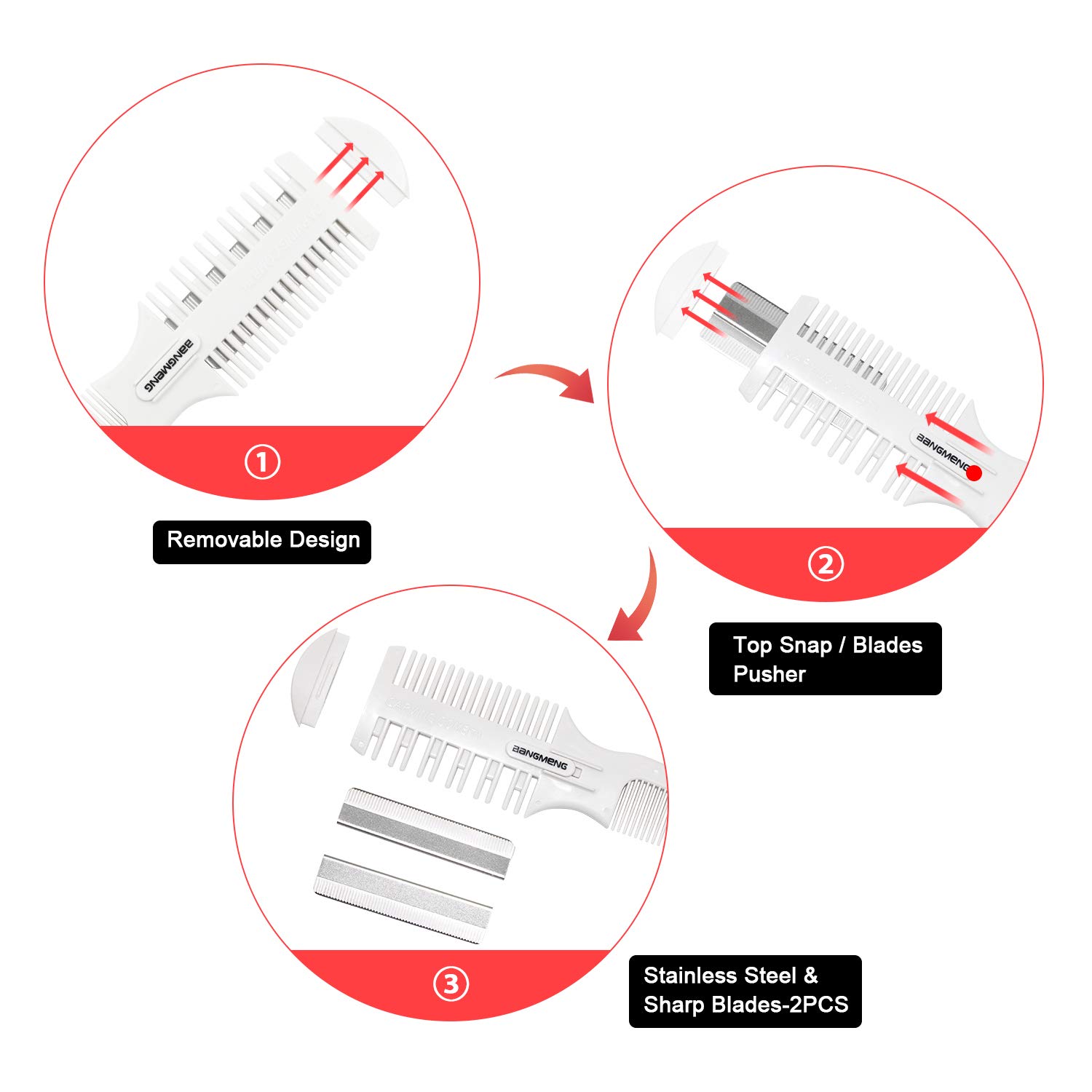 BANGMENG Hair Cutter Comb, Shaper Hair Razor With Comb, Split Ends Hair Trimmer Styler, Double Edge Razor Blades For Thin & Thick Hair Cutting and Styling, Extra 5 Blades Included. : Beauty