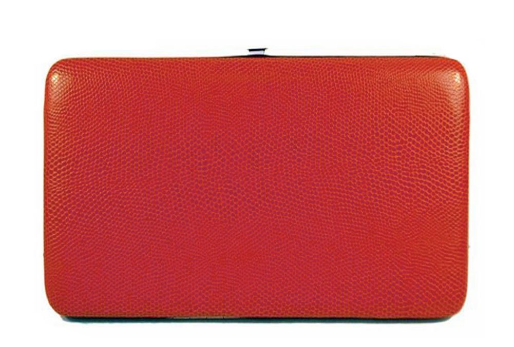 Women's Slim Clutch Fashion hard case Wallet organizer (Red Leatherette