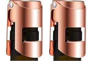 HYZ Champagne Stoppers - Stainless Steel Sparkling Wine Bottle Stopper with Pure Silicone Air Tight Seal - Professional Wine Saver for Champagne，Prosecco and Cava (2Pack Rose Gold)