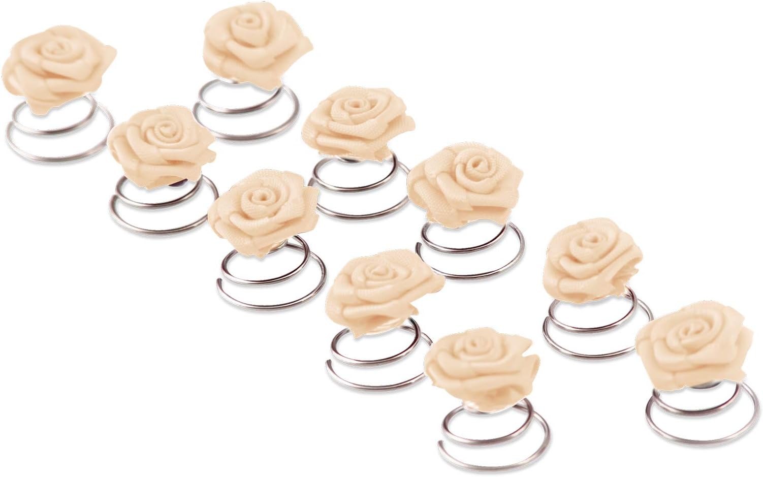 10 Rose Curlies - Bridal Hair Accessory - Curlie - Hair Accessory - 10RC - Beige