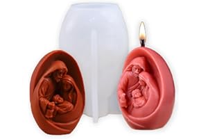 Cestony 3D Nativity Jesus Family Shape Candle Silicone Molds for DIY Candle Resin Pillar Aromatherapy Candles Wax Soap Flower Specimen Clay Craft Desk Decor Making Tools