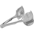 Onion Slicer, Multipurpose Handheld Round Fruit Tongs Aluminium Alloy Onion Holder Tomato Slicer Lemon Cutter Easy Slicing Kiwi Fruits and Vegetable Tools Kitchen Cutting Aid Gadgets