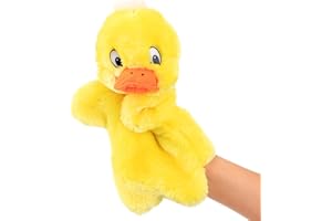 Easfan Duck Hand Puppet Plush Interactive Animal Toy for Role Play Storytelling Preschool Teaching Christmas Birthday Gifts for Kids Boys Girls Yellow, 11''