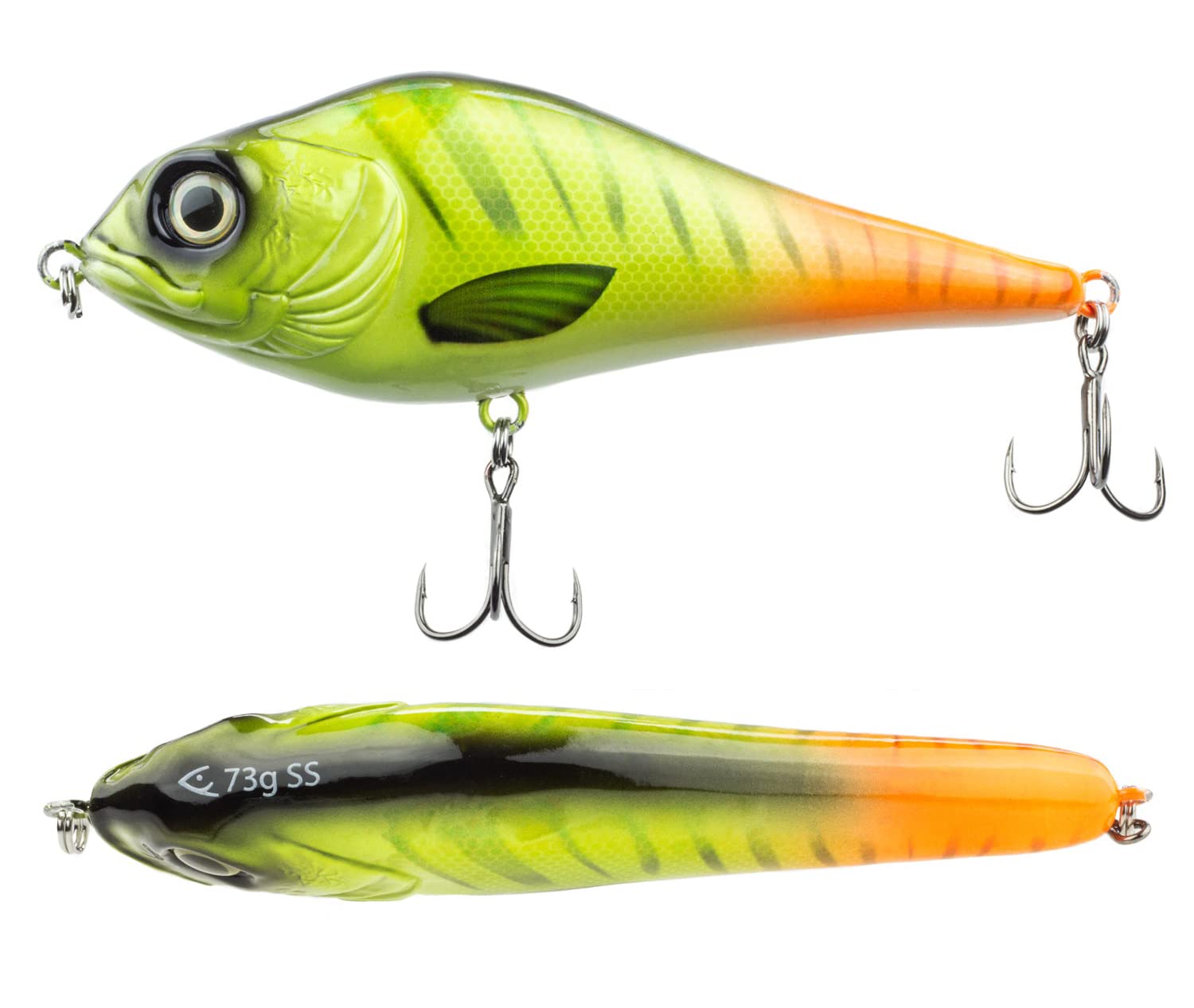FISHN Jerkbait - Weight: 73g - Length: 15cm, Wobbler, Artificial Lure with Mustad Hooks, Fishing Lure for Pike, Perch, Trout (Lemon)