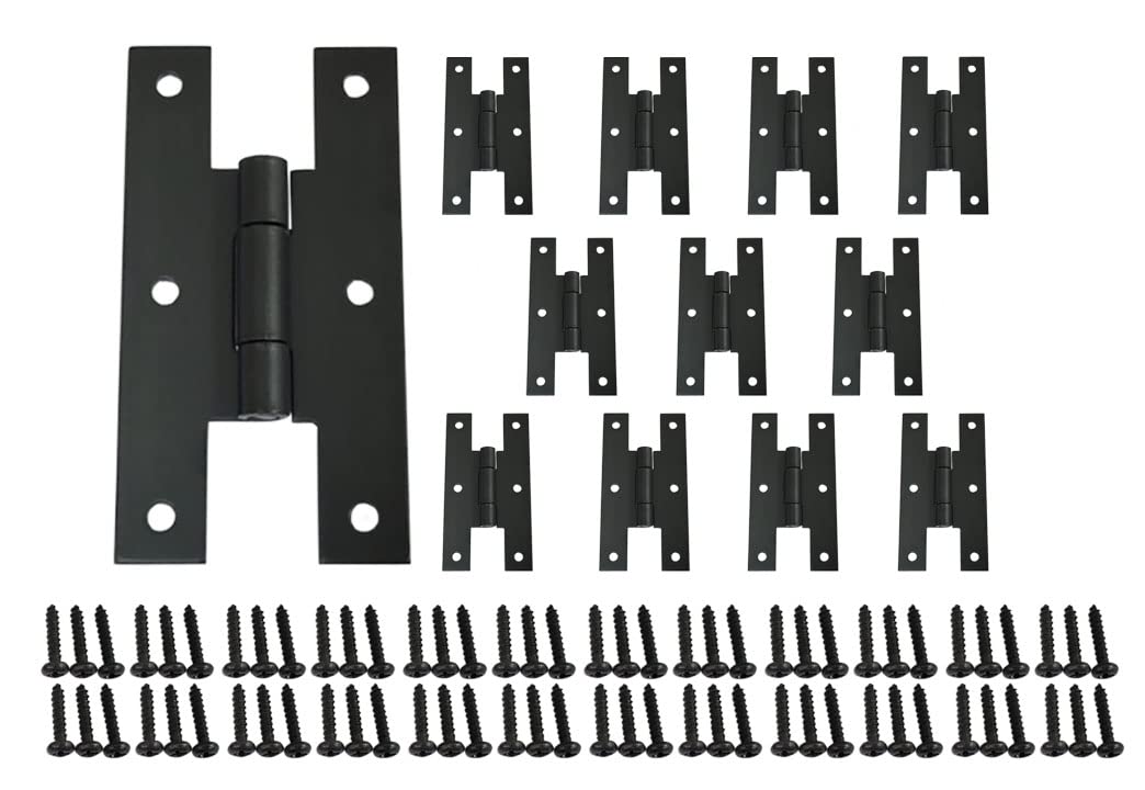Photo 1 of QCAA Black Steel H-Hinge, for Cabinet Doors, Matte Black, 12 Pack, Made in Taiwan