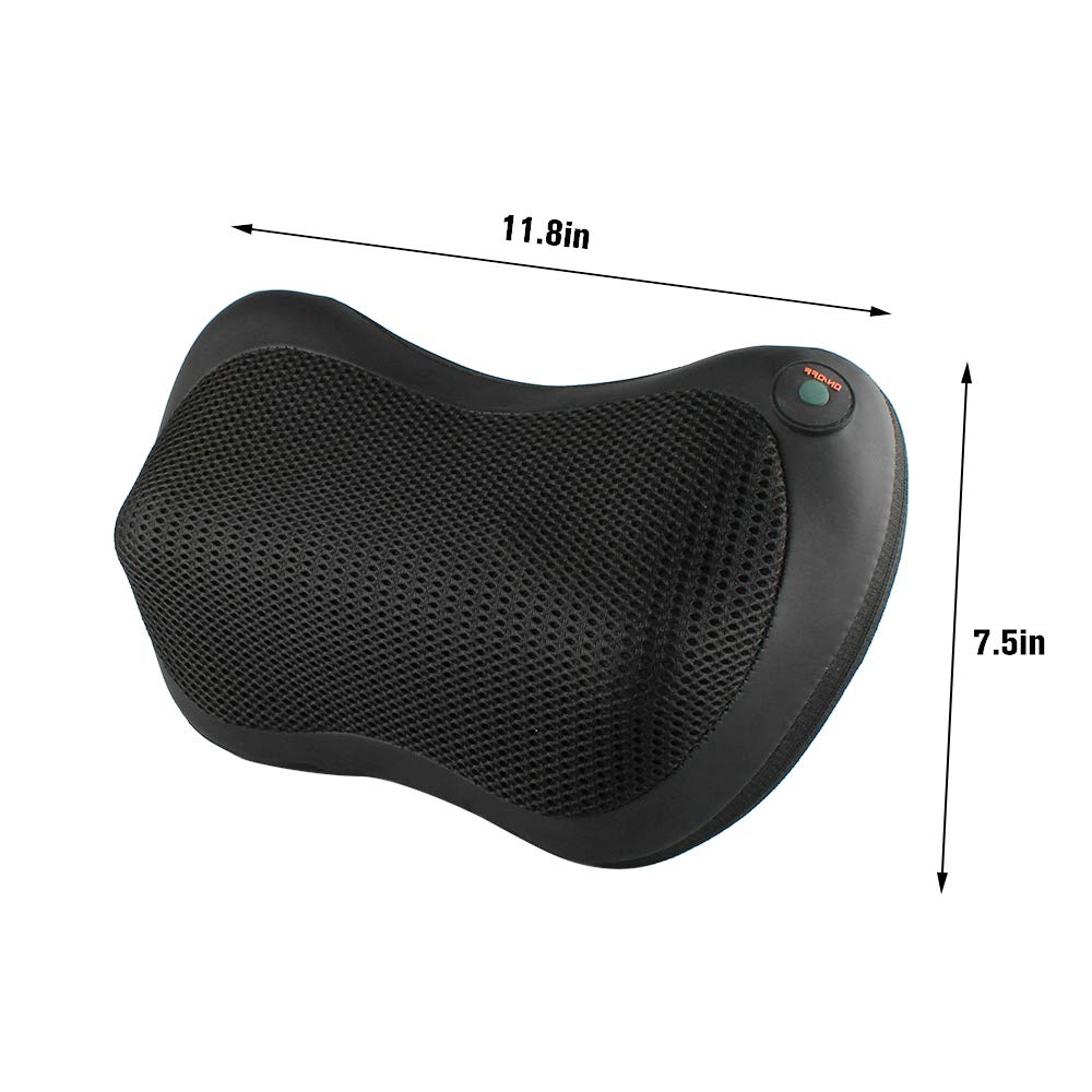 Betorcy Shiatsu Massage Pillow Neck Back Massager with Heat Deep Kneading for Neck Head Shoulder Leg Foot and Full Body Pain Relief, Relax at Home Office and Car - Black