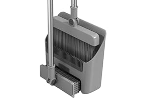 Dustpan and Broom Set, Broom Dustpan 3-in-1 90° Stand up Heavy Duty Dust Pan and Set with Long Handle 180° Rotation for Indoo