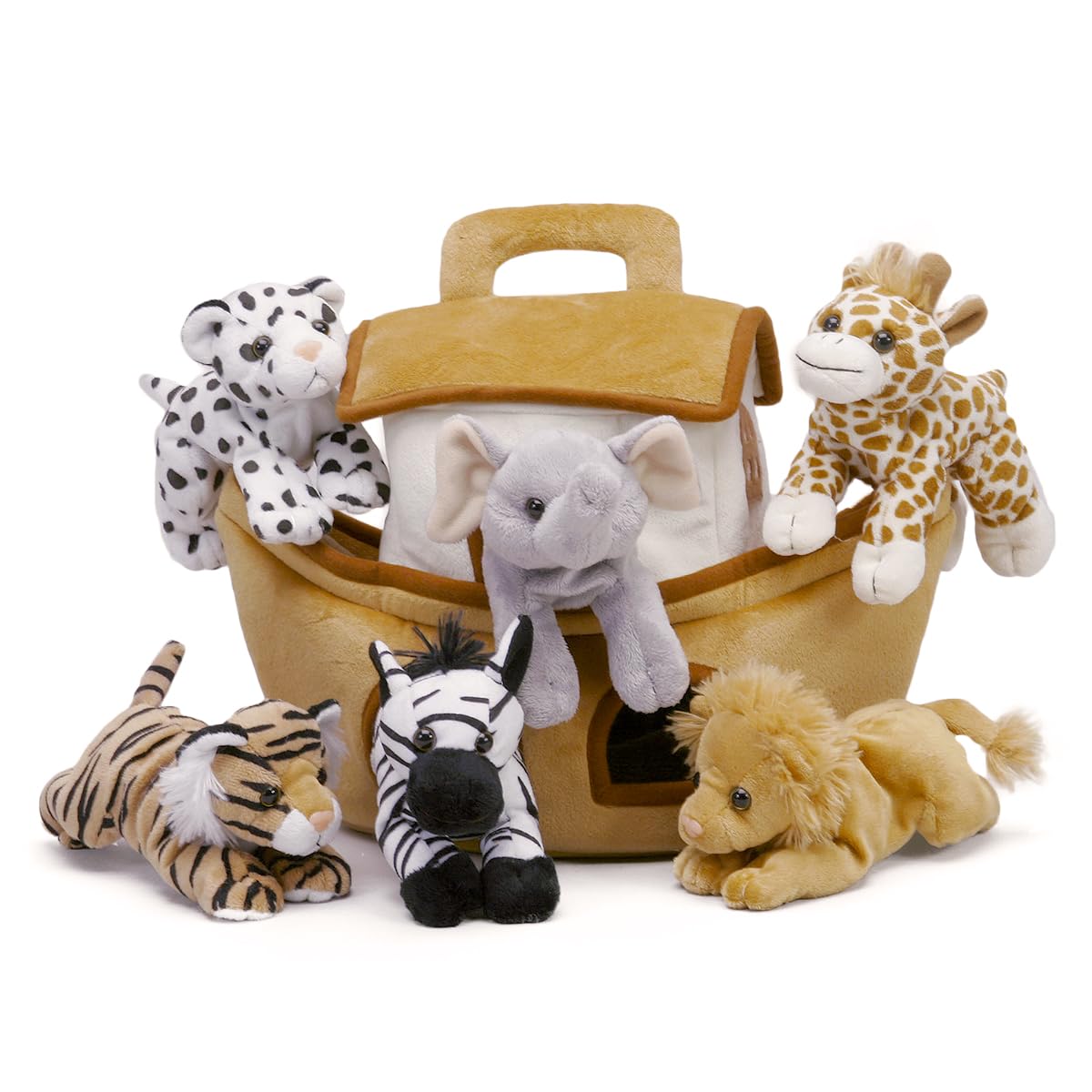 Photo 1 of Plush Noah's Ark with Animals - Six (6) Stuffed Animals (Lion, Zebra, Tiger, Giraffe, Elephant, and White Tiger) in Play Ark Carrying Case