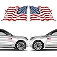 2 Pack Reflective American Flag Magnet for Car Waterproof Patriotic Waving USA Flag Magnetic for Auto Truck Vehicle - 6.73" x 4.2" for Military Memorial Day Patriots Veterans Day 4th of July