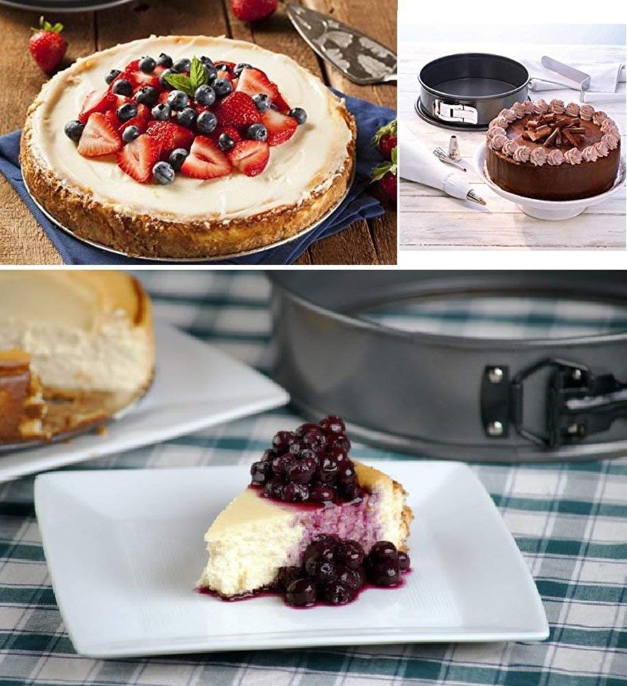 Nonstick Springform Pan Premium Leakproof Carbon Coated Steel Baking Pie Cheese Cake Molds Pan with Quick Release Latch and Removable Bottom (7 inch)