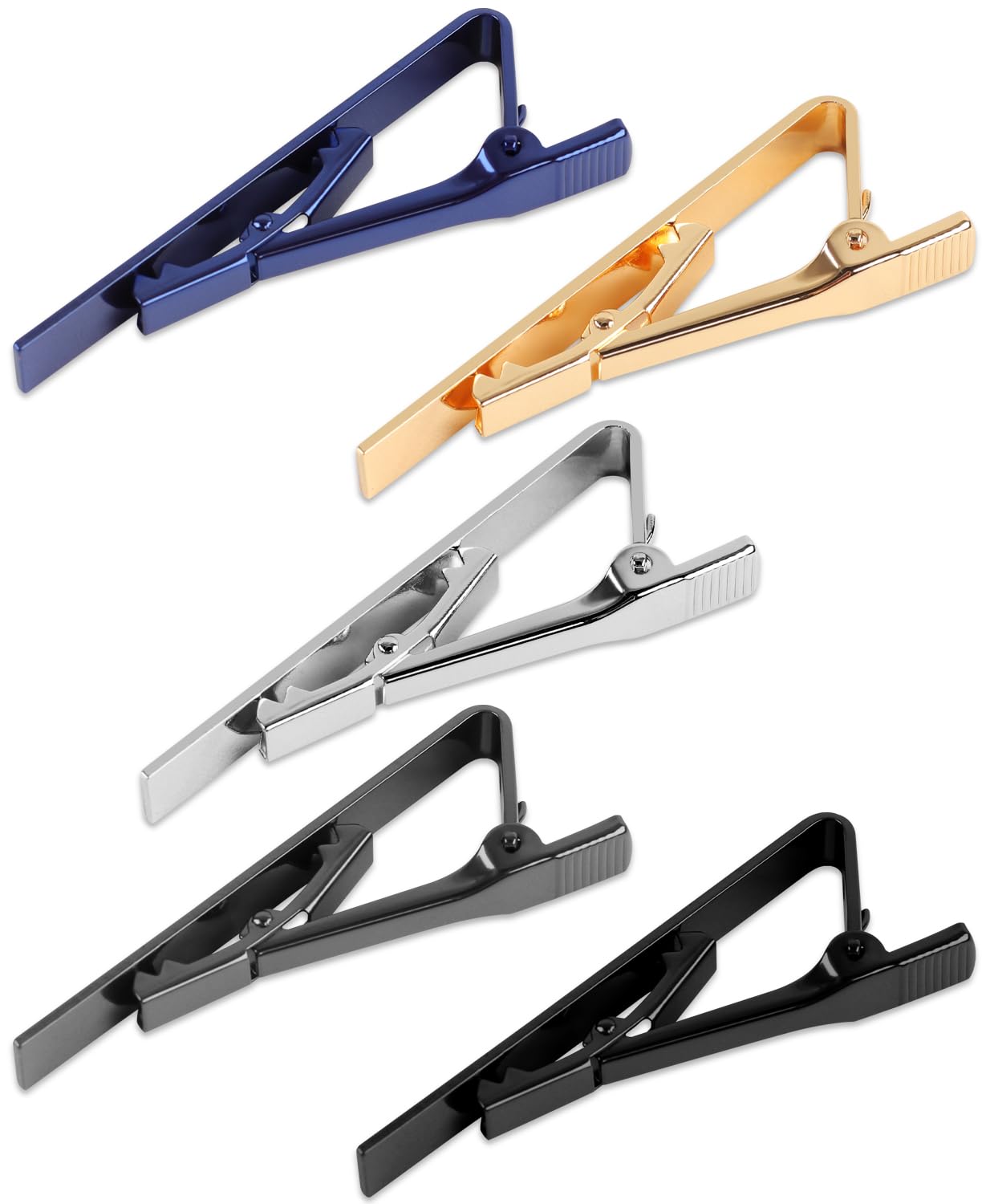 vivinin 5P Tie Clips For Men, 5 Different Classic Tie Bar, Stainless Steel Tie Clip For Business, Wedding, Anniversary, Father's Day Gifts and Daily Life