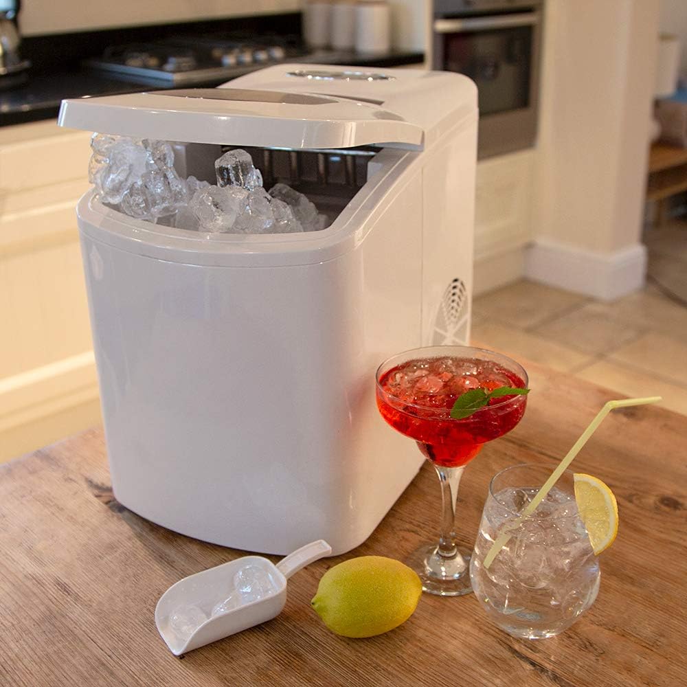 Wido Household White Counter Top Ice Maker Machine 600g Ice Basket