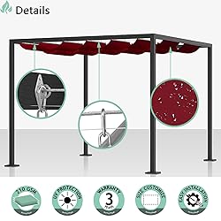 SunnyRoyal Red 7'x9' Waterproof Pergola Shade Cover