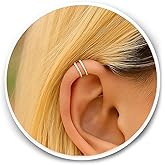 Silver Helix Cartilage Ear Cuff – 20 Gauge Fake Double Hoop Spiral Earring – 925 Sterling Silver Clip-On Cuff, No Piercing Needed