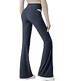 G4Free Ribbed Flare Yoga Pants with Pockets for Women High Waisted Bootcut Workout Leggings Casual