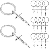 Landical 20 Pcs Faith Cross Keychain Religious Christian Gifts for Women Stainless Steel Faith Cross Bulk for Christmas Baptism Confirmation Gifts
