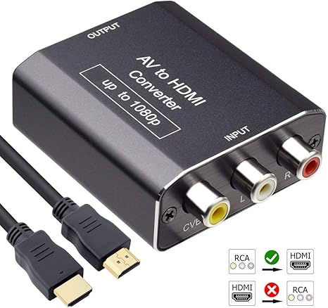 Adaptateur RCA Vers HDMI – Convertisseur Vidéo Composite 3RCA En HDMI 1080p, Pour Vieux Lecteurs, Consoles, Caméras - 7