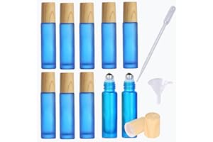 ROWCAY Roller Bottle 10ml/0.33 oz Empty Essential Oil Roll-on Bottles with Stainless Steel Balls Frosted Glass Perfume Bottle