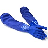 Youneedthat Chemical Resistant Gloves, Seamless Cotton Lined, Heavy Duty Waterproof Gloves, Long Rubber PVC, 24" L,XL,XXL