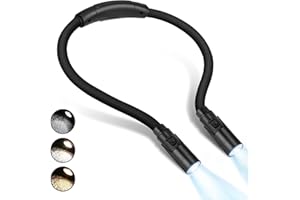 LUXJET Book Light for Reading in Bed at Night, USB Rechargeable, 360° Flexible Arm, 3 Modes Multiple Brightness LED Reading Lights for Knitting, Repair,Travel, Camping (Black)