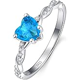 Yaresul 1.25ct Womens Heart Promise Ring, 925 Sterling Silver Heart Cut Created Emerald/Sapphire/Amethyst/Ruby/Cubic Zirconia/Opal Twisted Vine Engagement Ring for Women Size 5-10