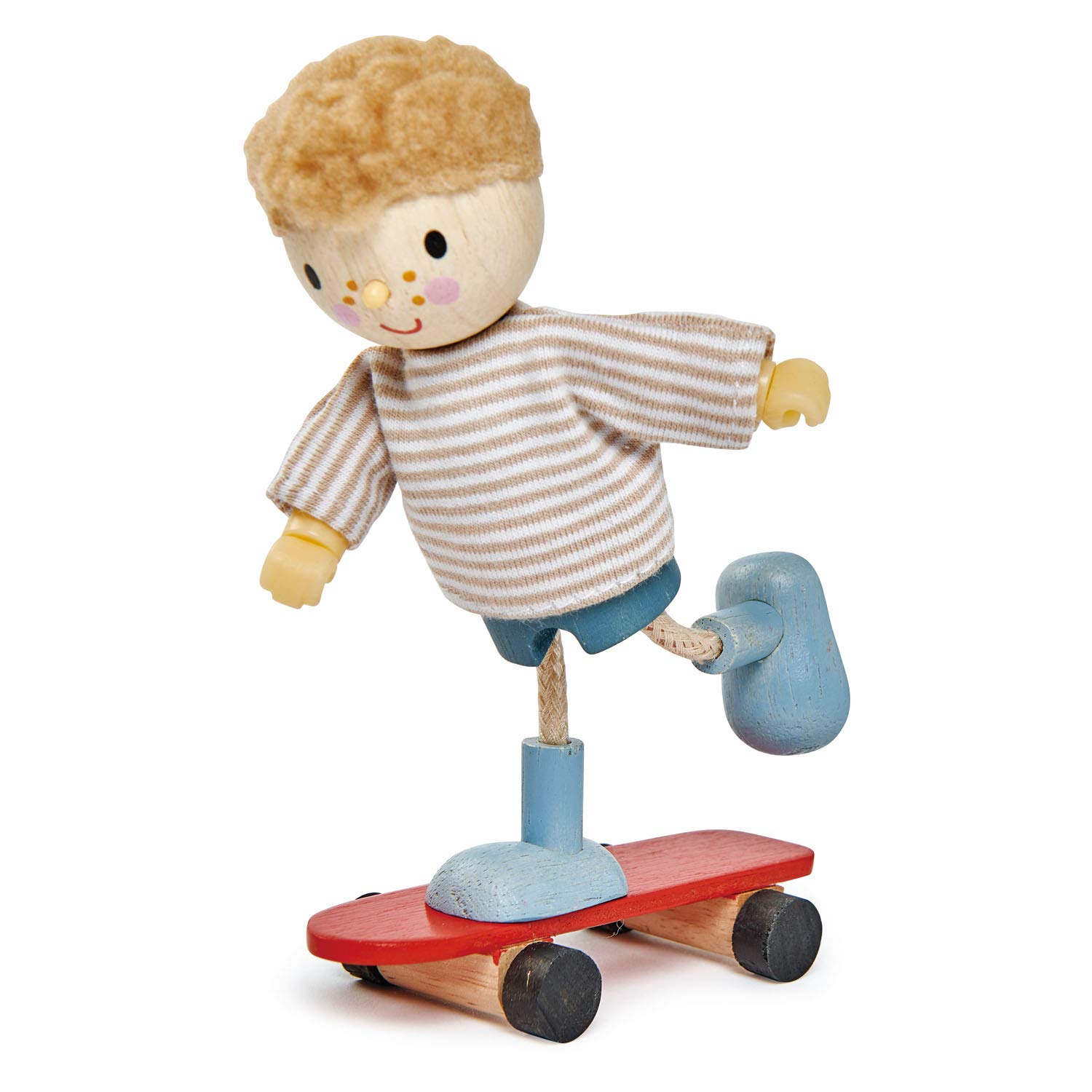 Tender Leaf Toys Edward and his Skateboard - Flexible Wooden Dolls House Doll