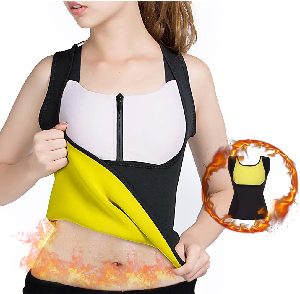 Balabalam Slimming Body Shaper for Women Belly Fat Burner Hot Sweat Sauna Vest Tank Top Weight Loss Shapewear No Zipper Black by