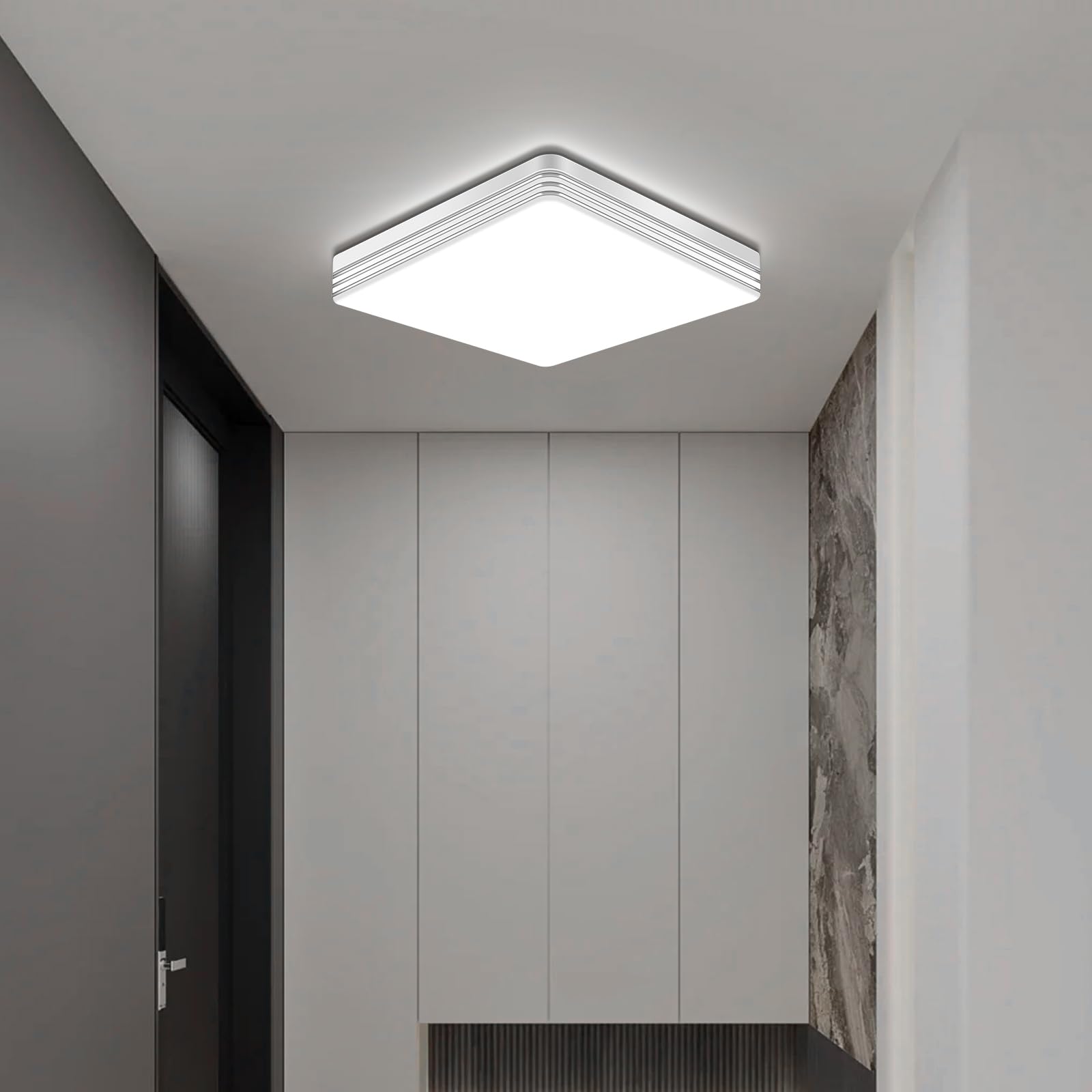 VIPMOON 18W LED Ceiling Light, IP20 Bathroom Ceiling Lights Waterproof, Cool White Ceiling Lighting for Children's room, Kitchens, Balconies, Bedroom, Corridor, Balcony, Kitchen, Study, Garage, Toilet