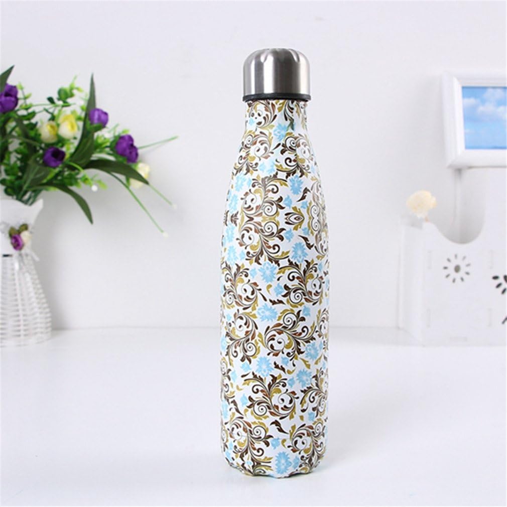 ADGWRA 350/500Ml Cola Bottle,Inner Copper Plating Vacuum Insulated Bpa Free,Water Bottle Black 350ml