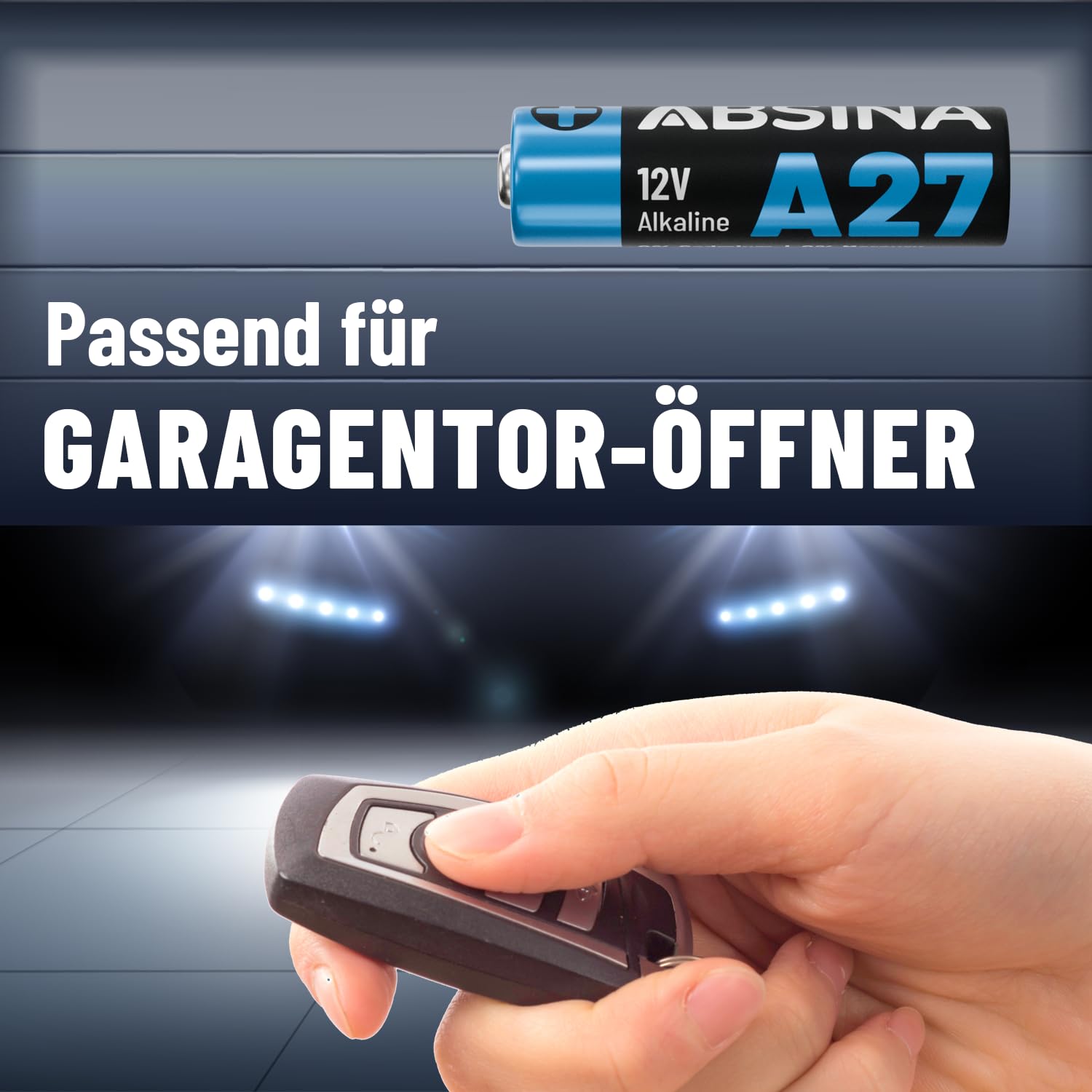 ABSINA 16x 27A 12V Batterie für Garagentoröffner und vieles mehr - Batterien A27 12 Volt Alkaline mini auslaufsicher & mit Langer Haltbarkeit 2